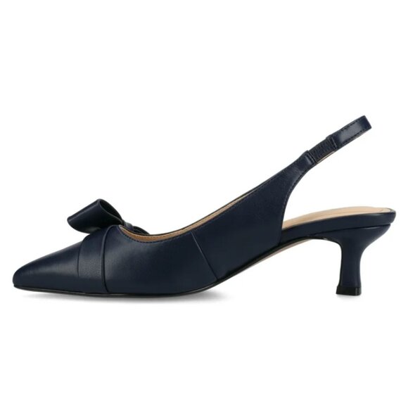Journee Women Paloma Sling Back Pointed Toe Kitten Heel Pumps - Picture 2 of 7